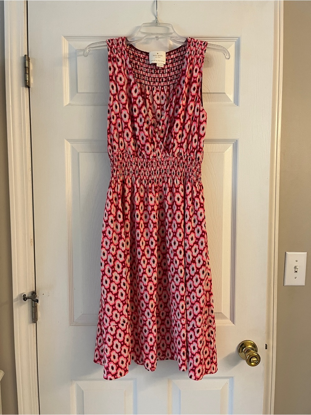 kate spade Pink Floral Silk Sleeveless Midi Dress